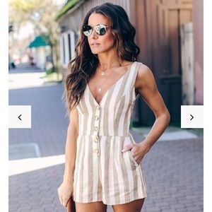 Vici Striped Pocketed Romper